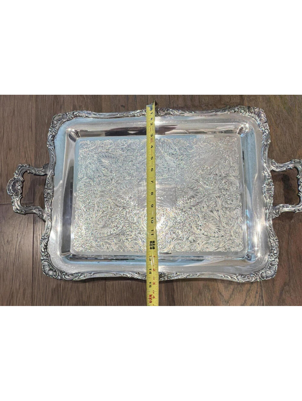 Wm Rogers Spring Flower #290 Silverplate Waiter Tray 24” Large Ornate - Picture 8 of 12